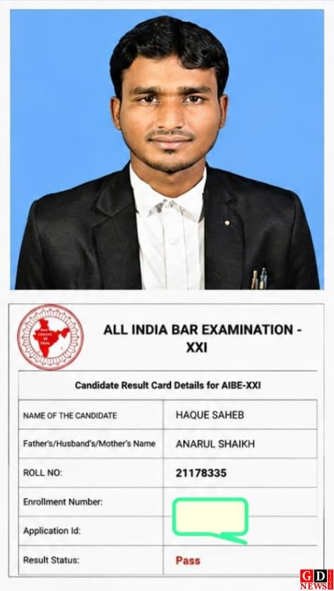 AIBE-XXI परीक्षा में पाकुड़ के हक साहेब ने फहराया सफलता का परचम, जिले का बढ़ाया मान।